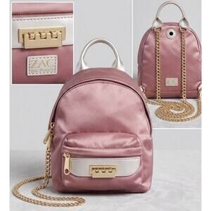 Zac Posen Eartha Iconic Micro Satin Pink Micro Chain Backpack EUC